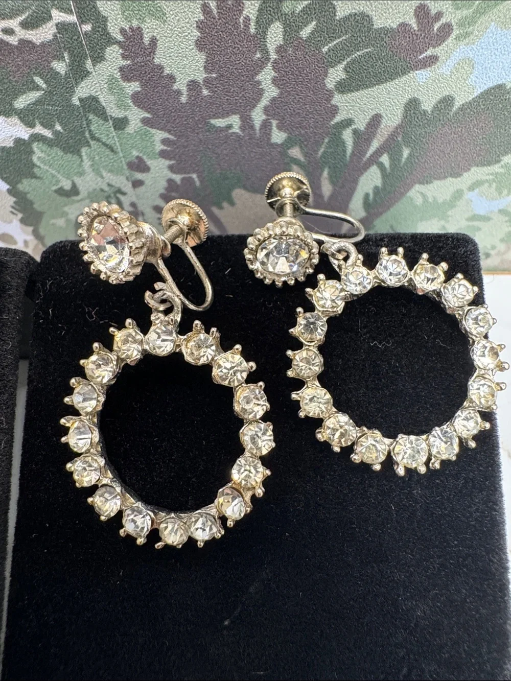 Set of 2 Crystal Vintage  Statement Drop Earrings -  Rhinestone 1950s-60s